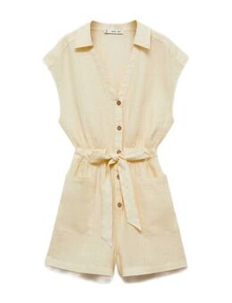 Linnen playsuit lichtgeel