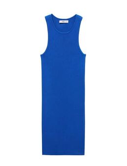 Ribgebreide bodycon jurk blauw