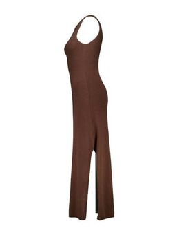 Fijngebreide bodycon jurk bruin