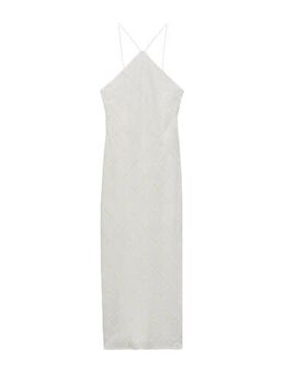 Halter maxi jurk met open rug wit