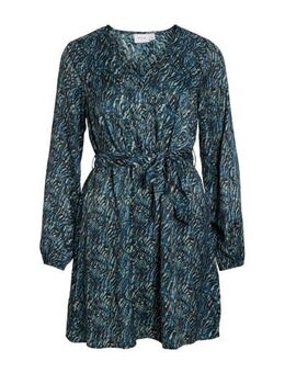 A-lijn jurk VIPHINEA met all over print en ceintuur blauw
