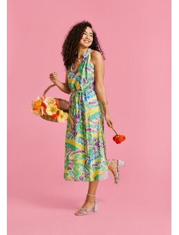 Maxi-jurk met tropische print Turquoise