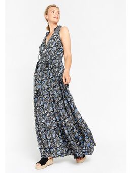 Mouwloze maxi-jurk met bloemenprint Blue Faience