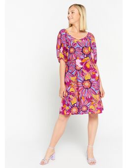 Midi-jurk met retroprint Purple