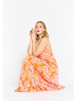 Lange A-lijn jurk met bloemenprint Orange Bright