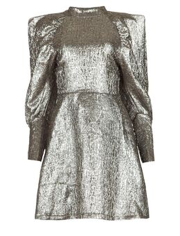 Metallic jurkje met puntige schouders Adora zilver