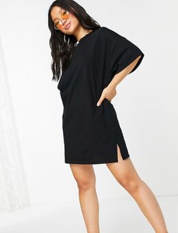 – Kurzes Oversize-T-Shirt-Kleid in Schwarz