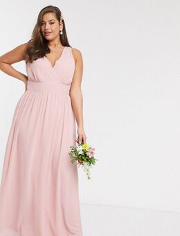 Plus – Brautjungfern-Kleid aus Chiffon mit Wickeldesign-Rosa