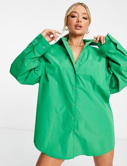 – Oversize-Hemdkleid in Grün