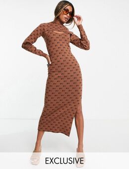 Inspired – Strickpullover-Kleid mit Monogramm-Muster-Mehrfarbig