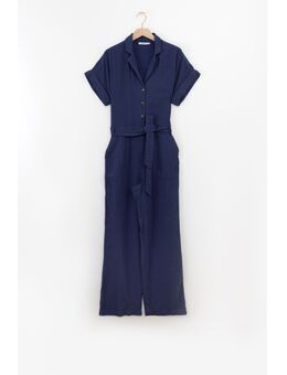 Blauwe jumpsuit met reverskraag