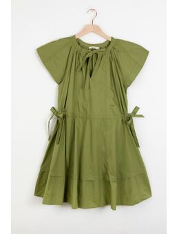 Groene korte poplin jurk