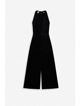 Zwarte Velvet Halter Jumpsuit