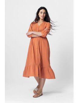 Oranje mousseline midi jurk
