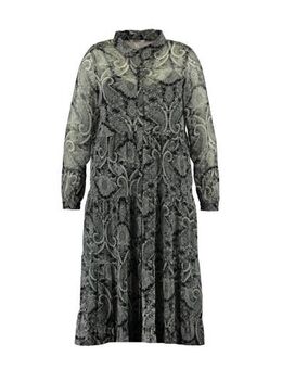 Semi-transparante jurk met all over print grijs/zwart