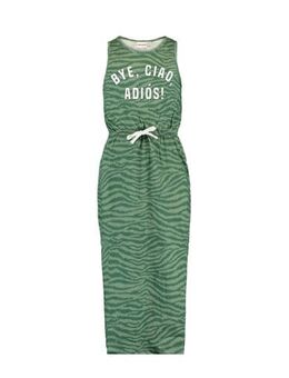 Maxi jurk Dacy met zebraprint groen/wit