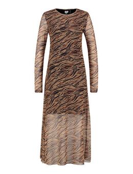 Semi-transparante jurk met dierenprint bruin/zwart