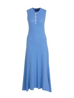 Ribgebreide maxi jurk Rowie en plooien blauw