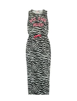 Maxi jurk Dacy met zebraprint zwart/wit/roze