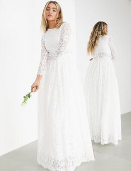Grace lace crop top wedding dress-White