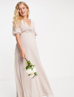 Bridesmaid wrap front maxi dress in pink
