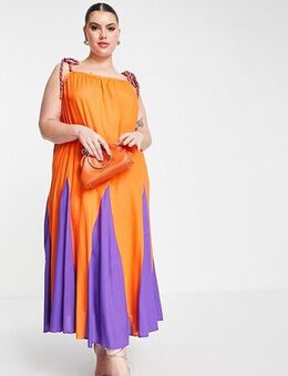 Never Fully Dressed Curve betty maxi dress in orange and purple-Multi