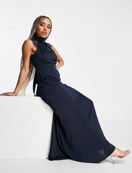 Maxi dress with lace detail in navy