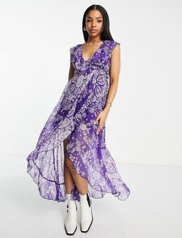 Out For A Ride floral print wrap dress in purple