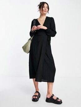 Melina long sleeve wrap dress in black