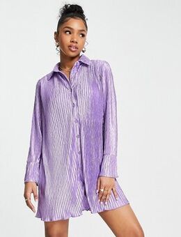 Plisse shirt dress in lilac-Purple