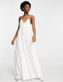 V-neck maxi dress in white
