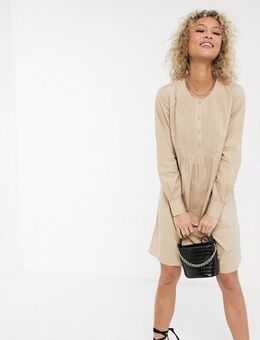 Shirt dress with front detail in beige-White