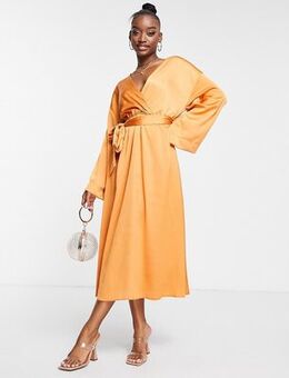 Midi dress in cinnamon-Orange