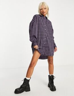 Shirt dress in purple check print