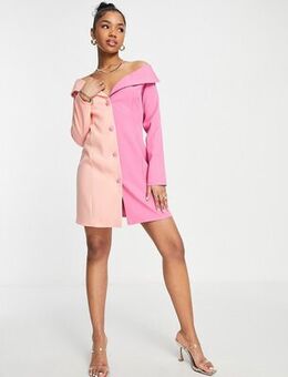Off the shoulder contrast dress in pink