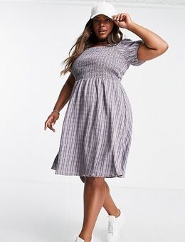 Urban Threads Plus checked summer dress with shearing-Pink