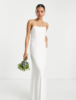 Bridal maxi dress with corset in ivory-White