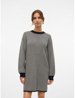 NU 20% KORTING: Gebreide jurk VMBLUSH HERRINGBONE LS O-NECK DRESS LCS