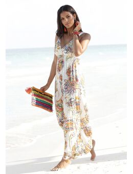 Maxi-jurk met kleurrijke paisley print en verstelbare halslijn, zomerjurk
