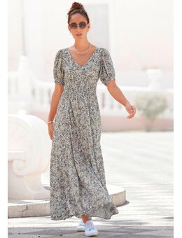 NU 20% KORTING: Maxi-jurk met bloemenprint en v-hals, zomerjurk
