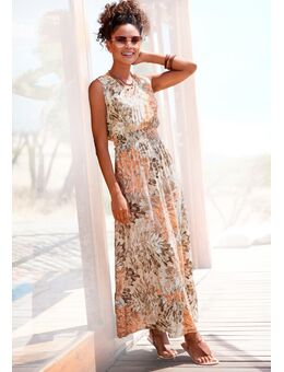 Maxi-jurk met bloemenprint en v-hals, luchtige zomerjurk