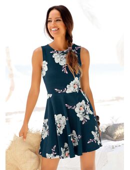 Strandjurk met bloemenprint, mini jurk, katoenen zomerjurk