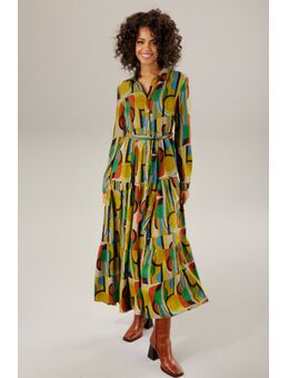 Maxi-jurk met kleurrijke, grafische print (Met een afneembare bindceintuur)