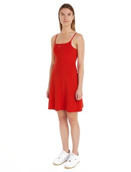 TOMMY JEANS Jurk met spaghettibandjes TJW ESSENTIAL STRAP FLARE DRESS met verstelbare spaghettibandjes