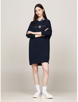 NU 20% KORTING: Tommy Jeans Curve Jerseyjurk TJW CREST LINEAR CREW DRESS EXT