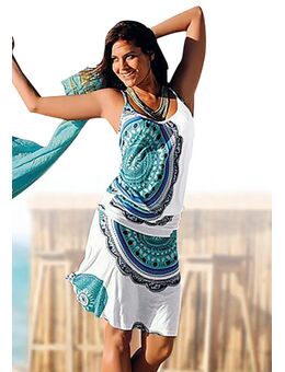 Strandjurk met all-over print en verstelbare bandjes, zomerjurk, jersey jurk