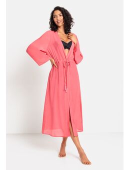 Strandjurk in kimono-stijl om te binden, lange mouwen zomerjurk, kaftan