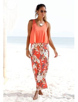 NU 20% KORTING: Maxi-jurk in lagen-look met bloemenprint, zomerjurk, strandjurk