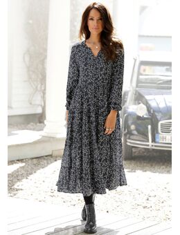 Maxi-jurk met bloemenprint en volants, losse comfortabele look