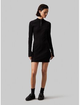 NU 20% KORTING: Sweatjurk VARIEGTAED RIB HALF ZIP LS DRESS